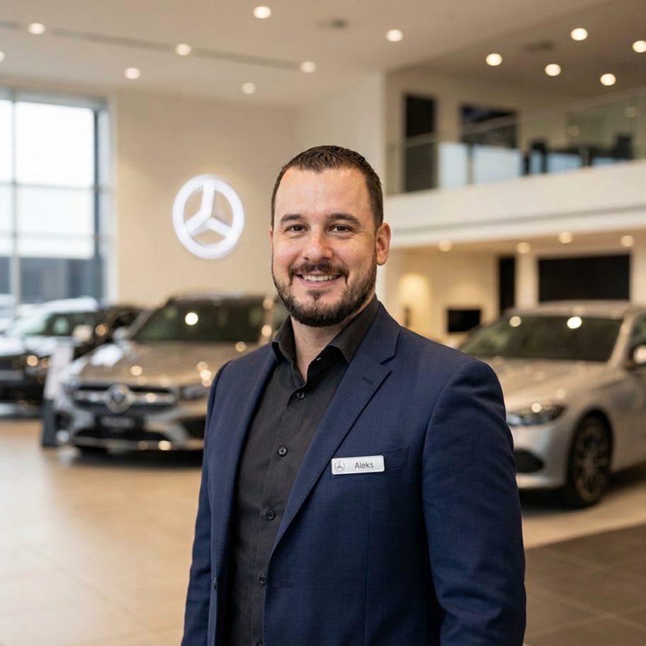 Mercedes-Benz Overseas Motors sales advisor in the showroom